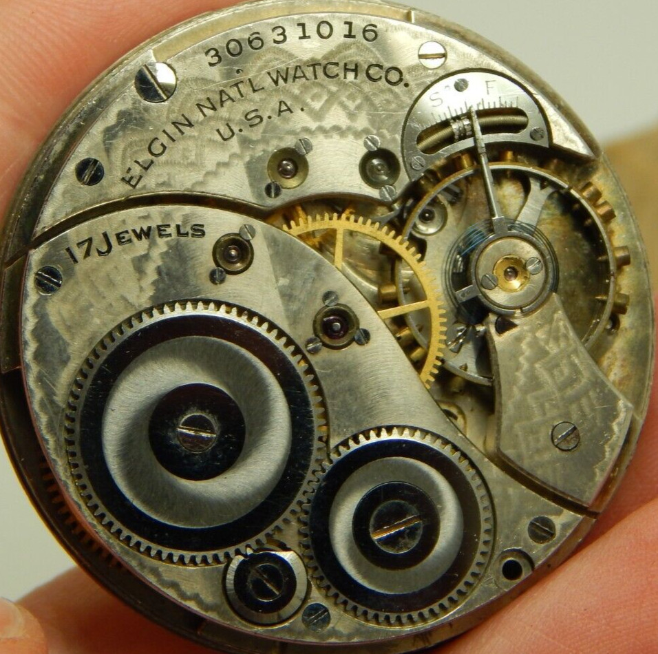 Antique Elgin Pocket Watch Movement 12s 17j Grade 345 Circa 1928