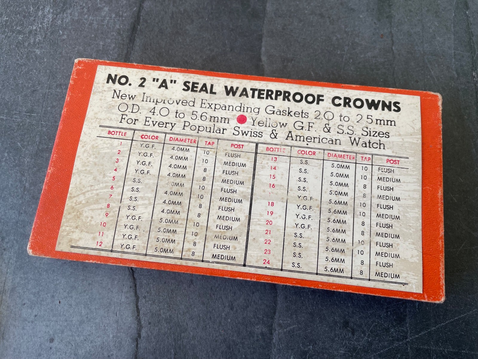 NOS No. 2 “A” Seal Waterproof Watch Crowns SS for Diver Watches Vintage 4.0mm +