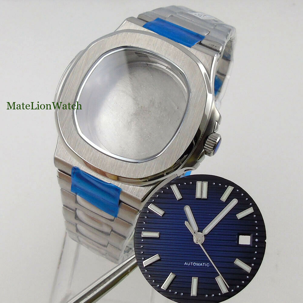 Sapphire Crystal 40mm Square Watch Case+Dial Fit NH35A Miyota821A DG2813 ETA2824