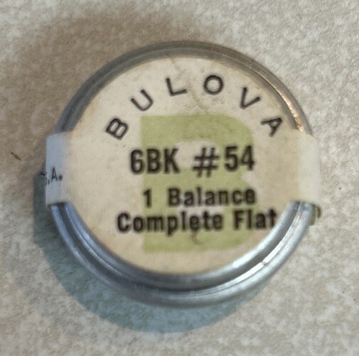 VINTAGE BULOVA 6BK #54 (1) COMPLETE BALANCE WHEEL NOS SEALED U.S.A.