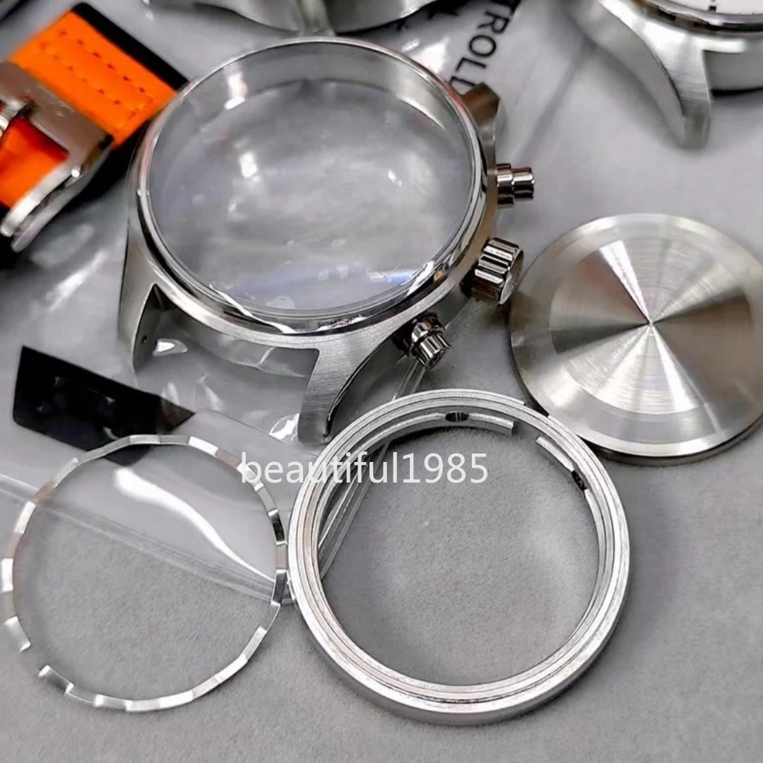DIY Watch Part Kit for 7750 Pilot Chronograph 43mm Watch Case+Dial+Hands+Strap