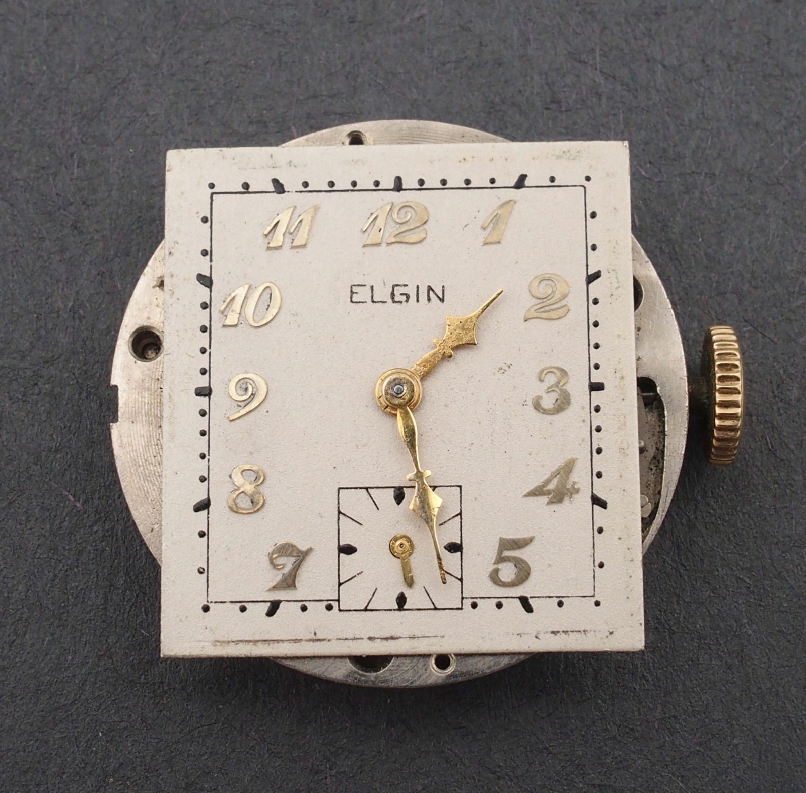 Elgin 15J 8/0s Grade 519 Watch Movement & Dial for Parts or Repair #F459