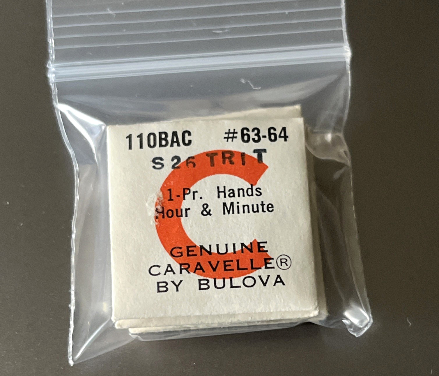 Bulova Caravelle Watch 11OBAC Part #63-64 Pair Of Hands Hour & Minute S 26 TRIT