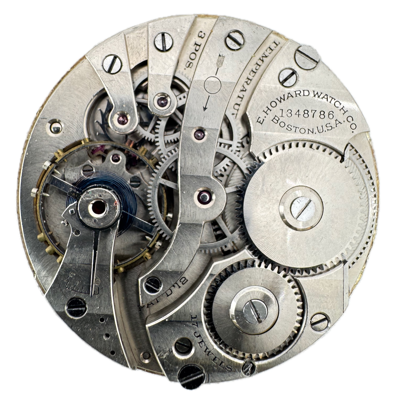 Antique 14s 1918 E. Howard 1912 17j Mechanical Pocket Watch Movement Series 7