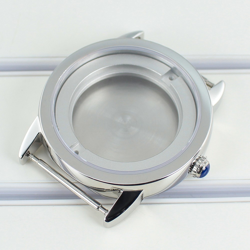 Sapphire 100m Waterproof 42mm Pilot Watch Case Steel Patrimony Mod For ETA 2824