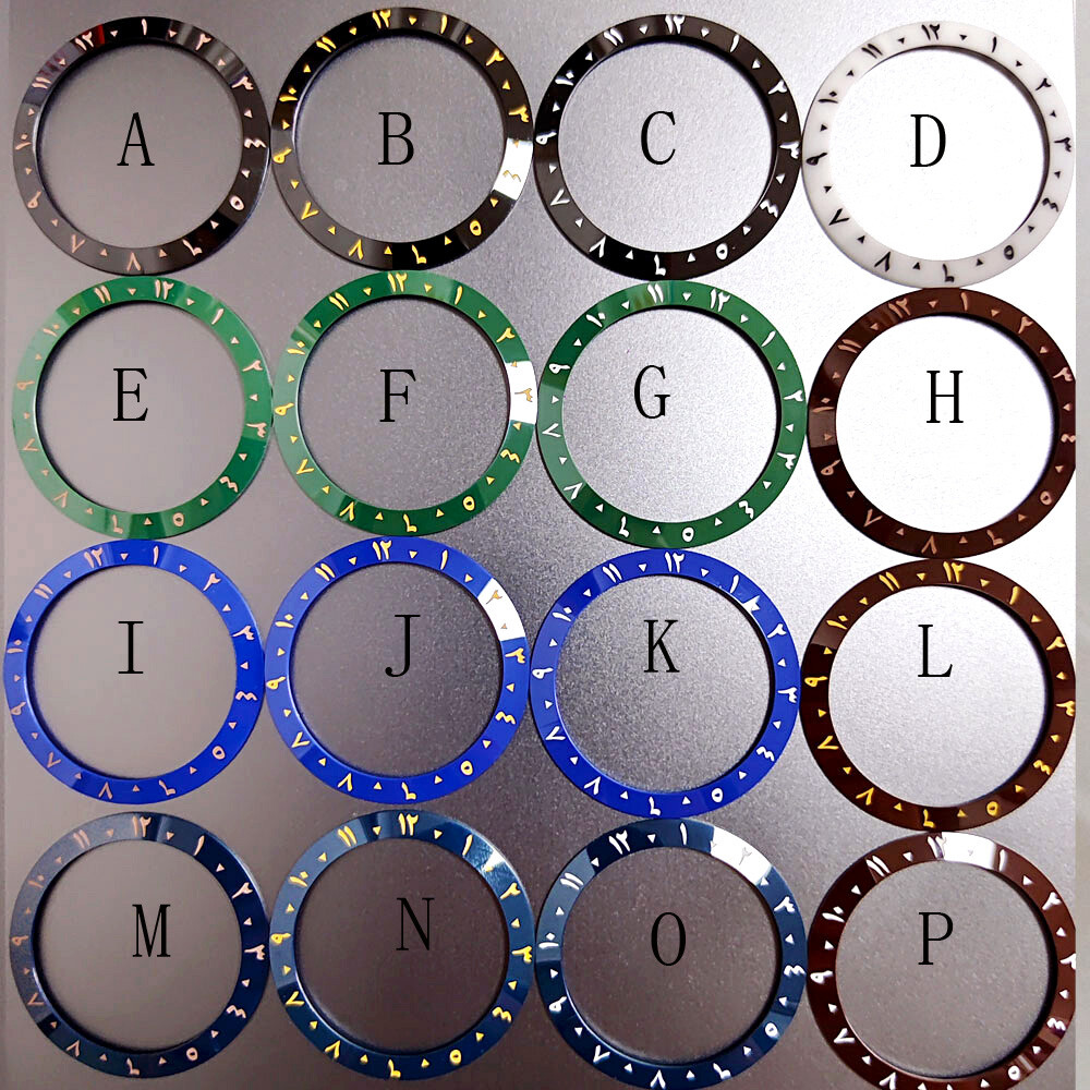 38mm*30.6mm Arabic Marks Sloped Bezel Ring Insert Watch Parts Aluminum Bezel