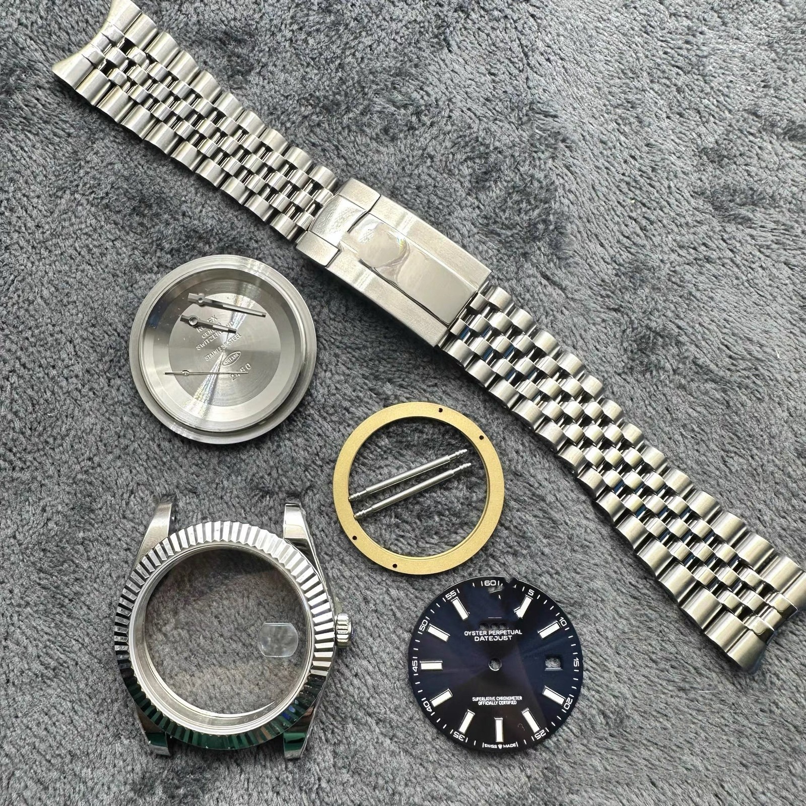 DIY Watch Part Kit for ETA 2824 Datejust 41mm Watch Case+Dial+Hands+Steel Strap