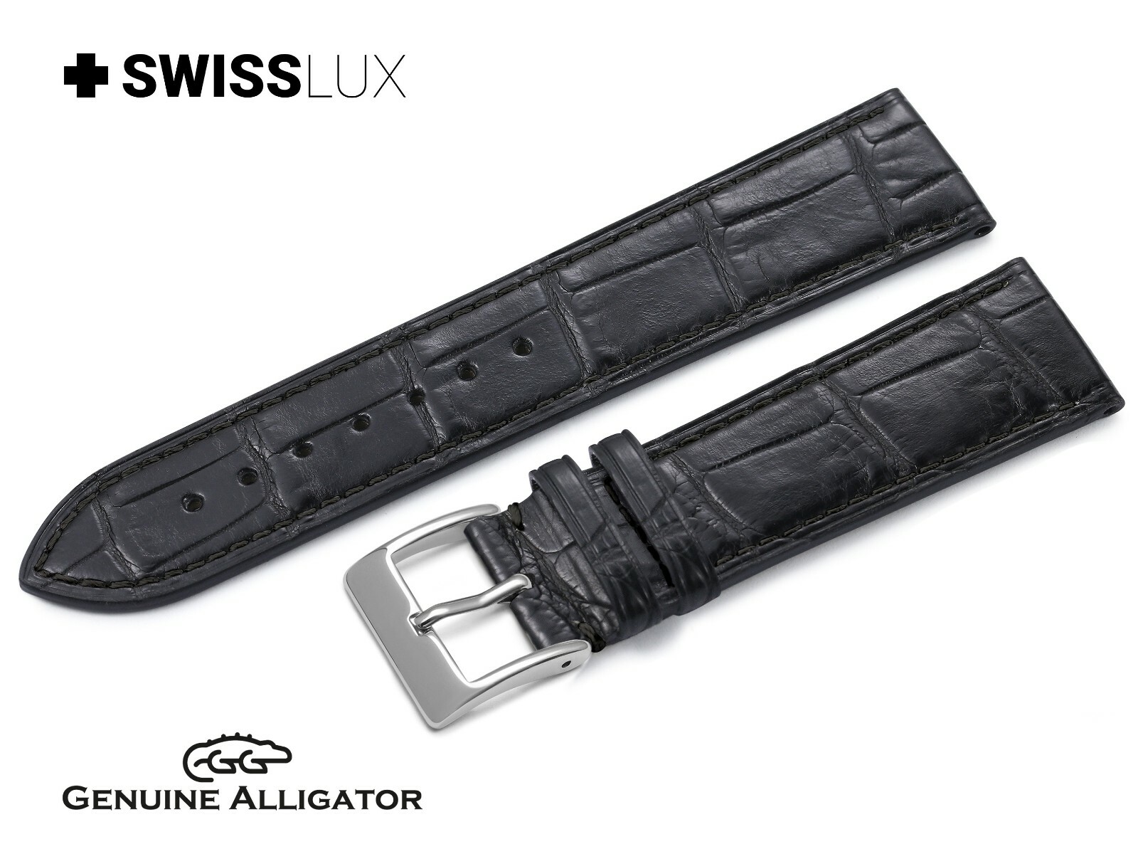 For ORIS Watch Alligator Crocodile Leather Strap Band Buckle Clasp Brown Black