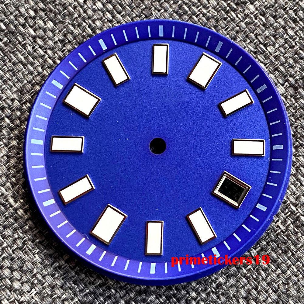 33.4mm Black/Blue/Green Sterile Watch Dial Date Window Fit NH35 NH36 Movement