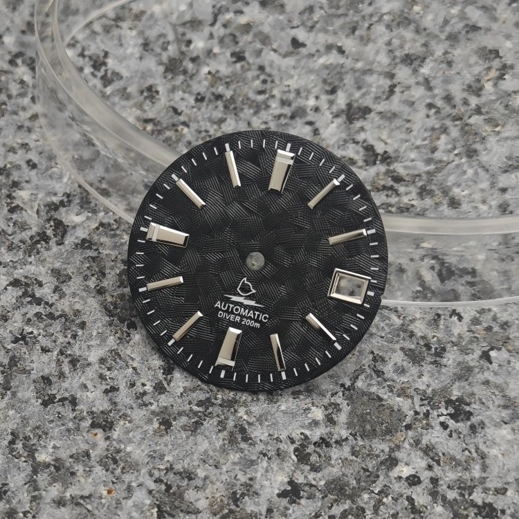 28.5mm Silver Textured Dial 3H Date BGW9 Lume Fit Auto Mod Part