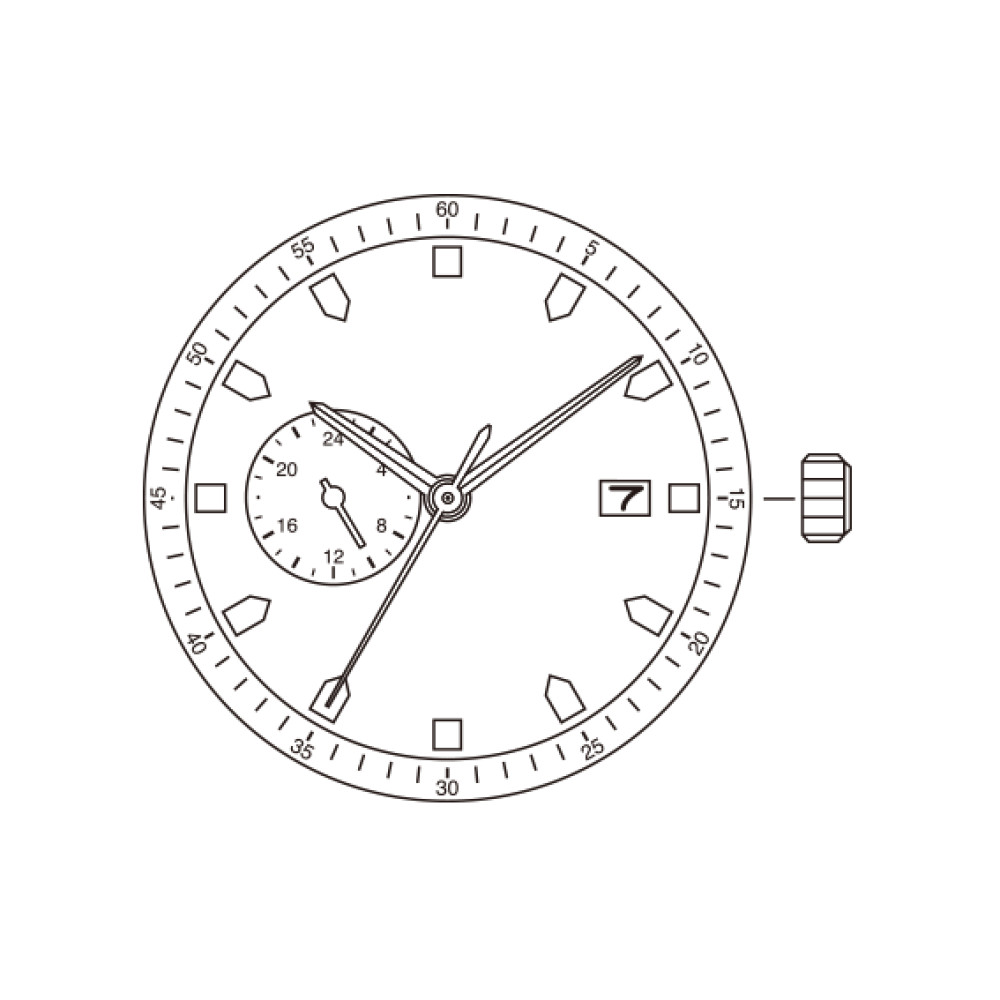 Miyota 8217, 3 Hands, Date @3, 24hr @9, Japan Automatic Watch Movement