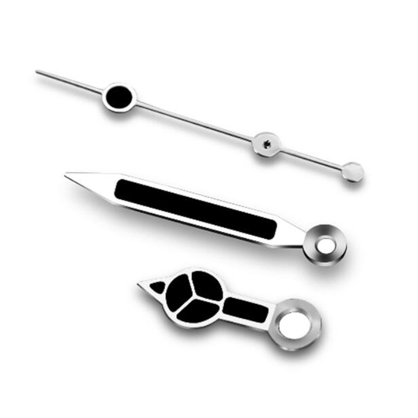 Black Watch Hands with Silver White Edge Green Luminous for NH35/NH36 Movement