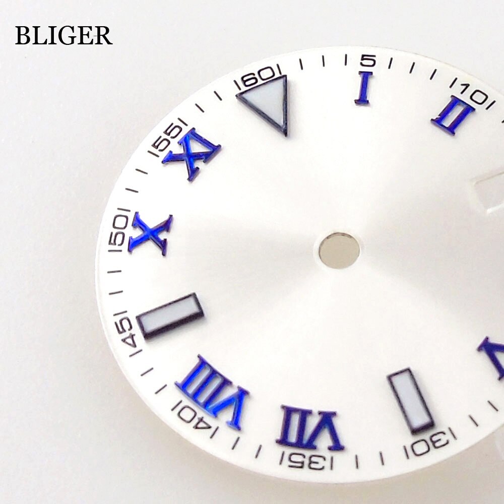 29mm Silver Watch Dial Blue Roman Numerals Datejust Hand Fit NH35A MIYOTA 8215