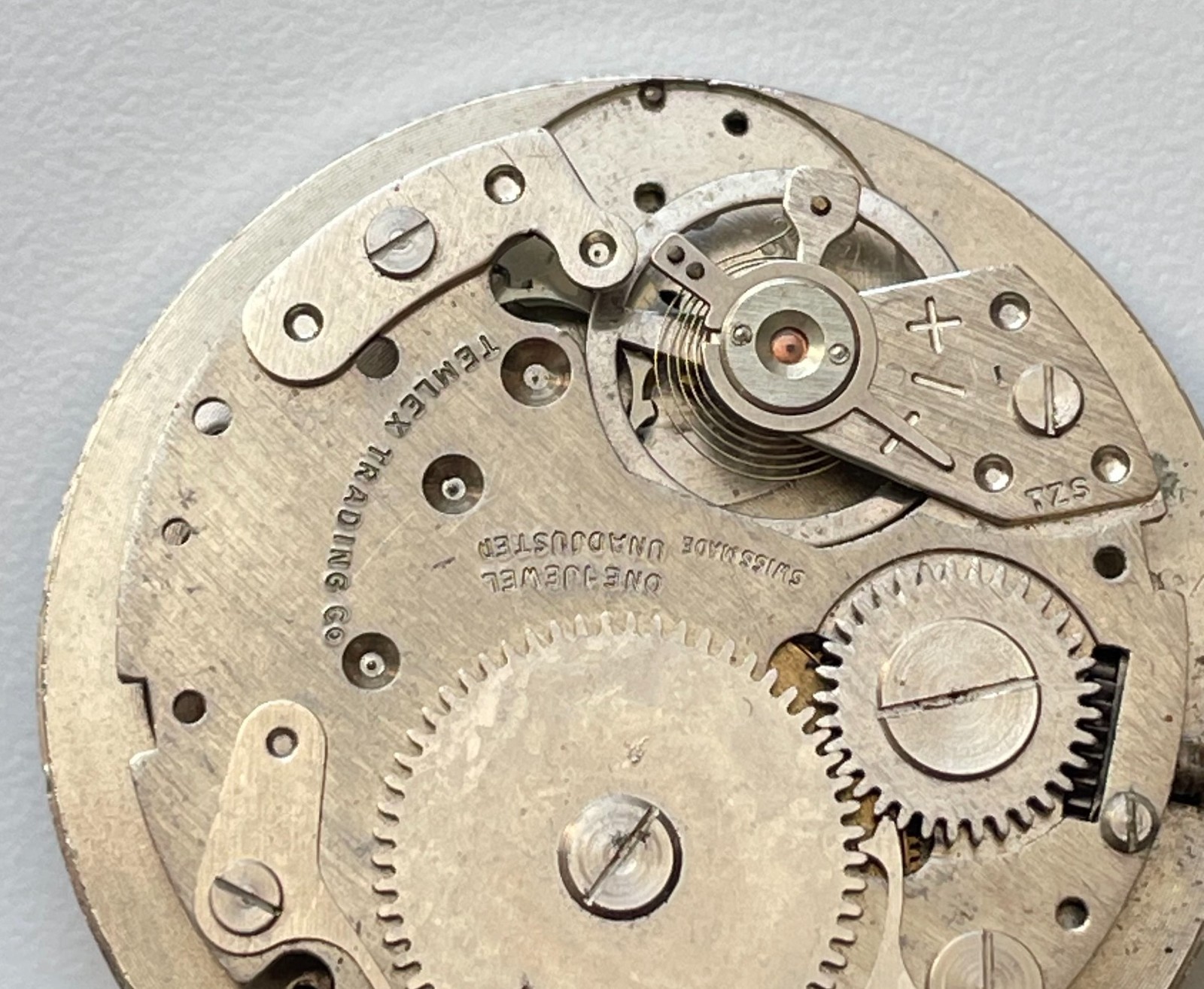 Vintage Princeton Watch Movement Swiss Rose Dial 12h Crown Parts Repair 30.7mm