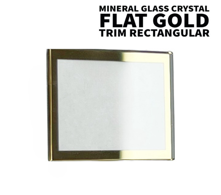 Flat Mineral Glass Crystal w/Gold Trim 2mm Blanks Rect Shape Dia(23.5mm✘26.2mm)