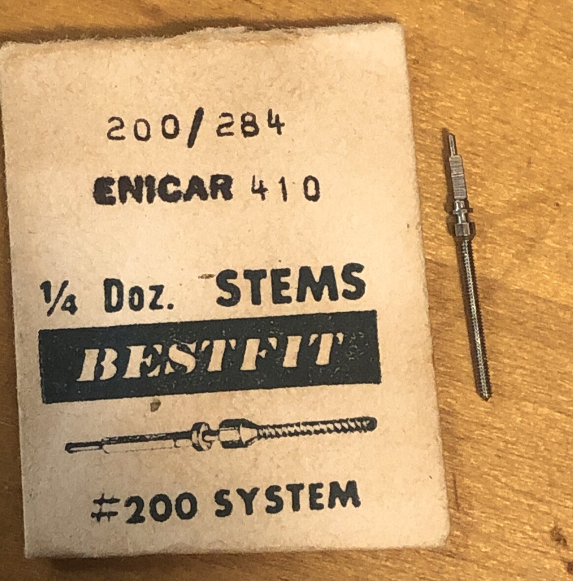 NOS BESTFIT 200/284 Winding Stems (2) for ENICAR Watch Movement Caliber 410