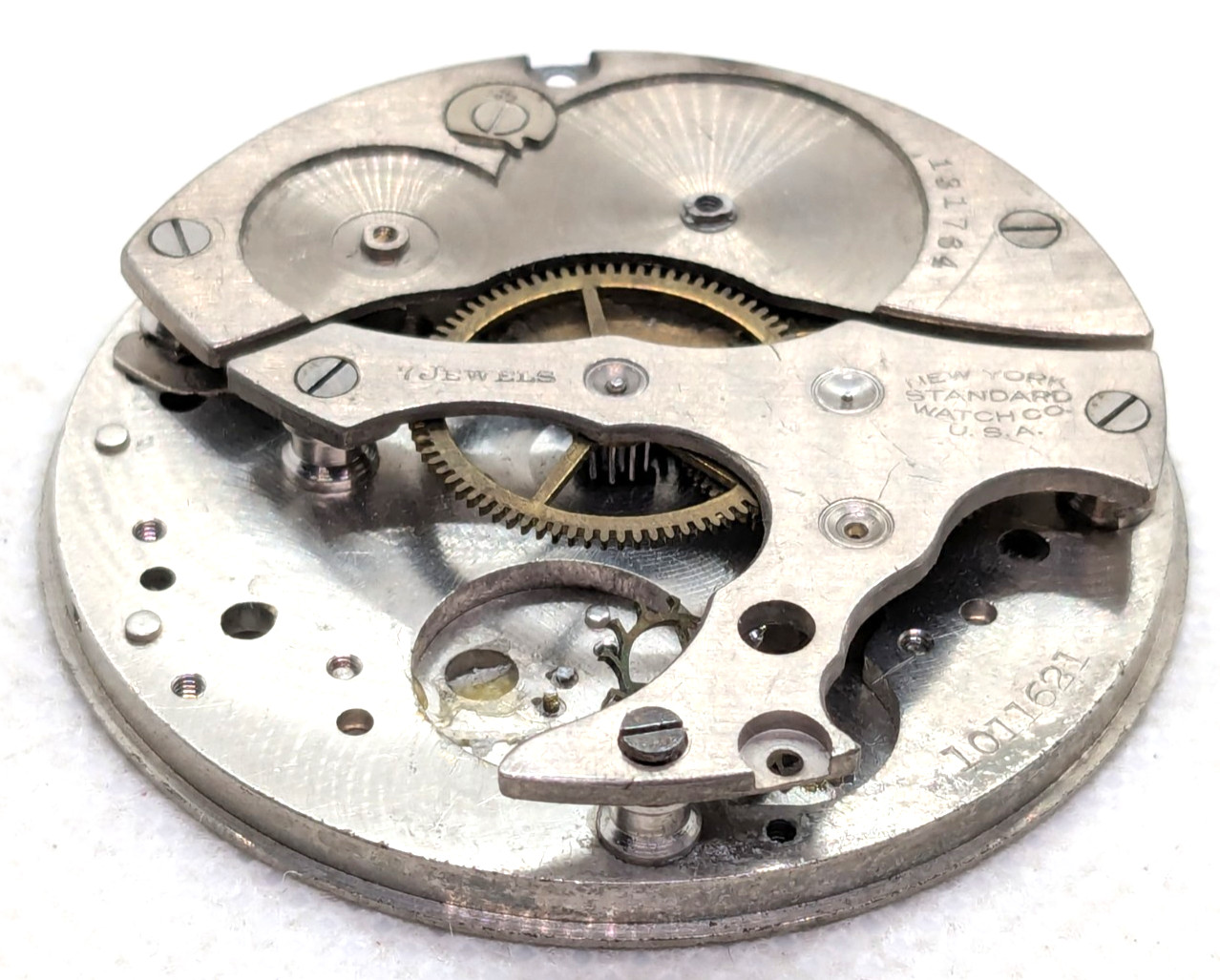 Pocket Watch Movement NY Standard Watch Co 1011621 43mm For Parts Crafts Jewelry