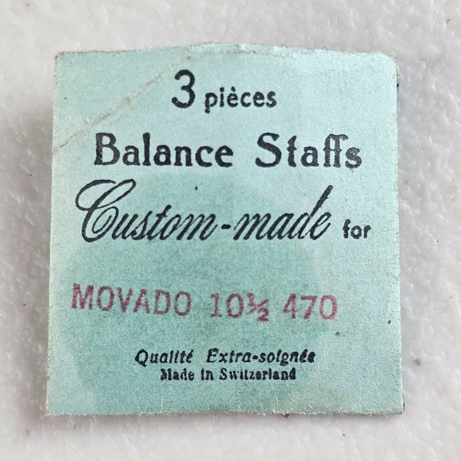 Movado 470 Balance Staffs Lot of 2 Swiss NOS Vintage Custom Made Original Packet