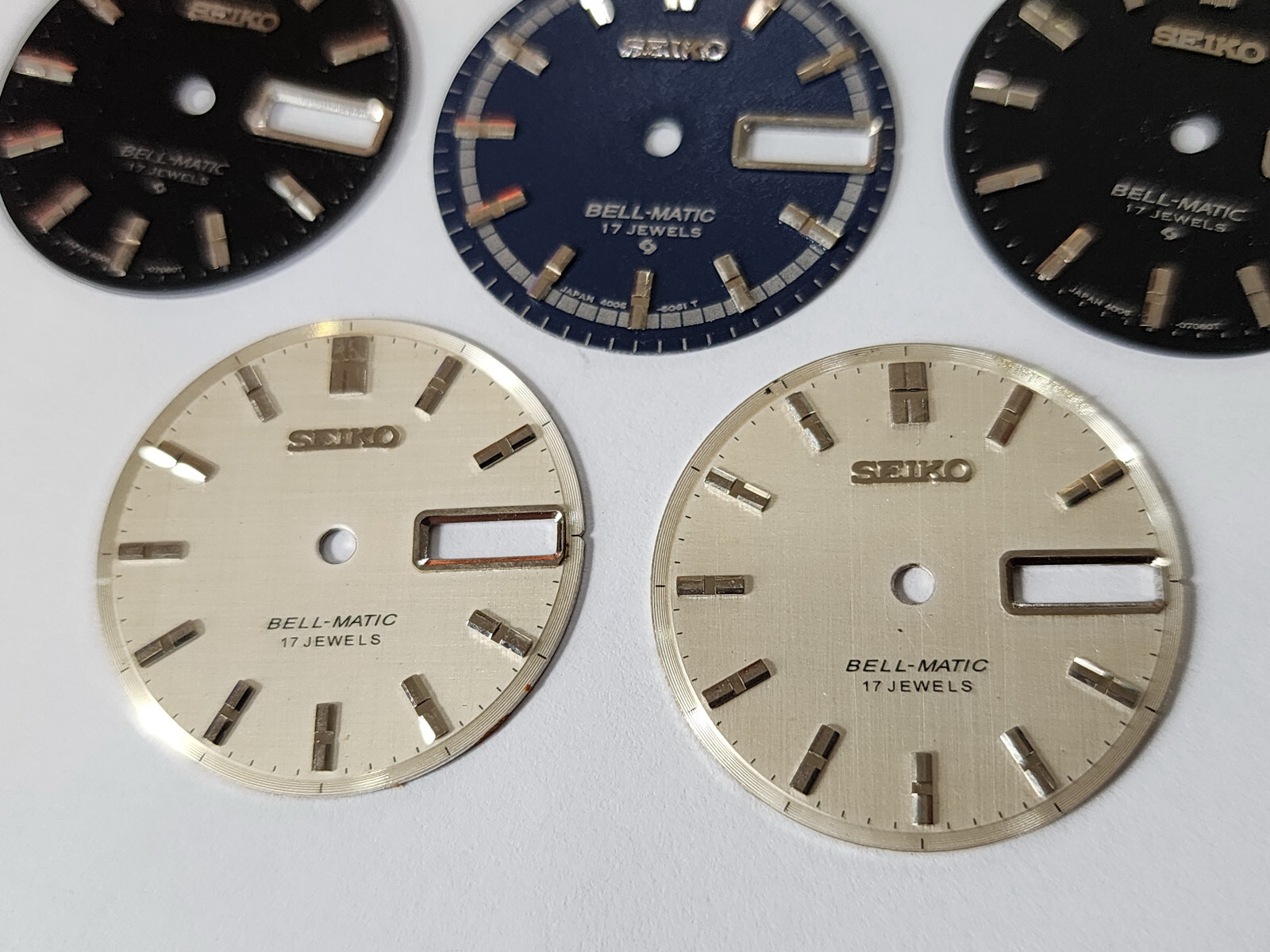 5 x USED DIAL FOR SEIKO BELL-MATIC 4006 ALARM — 2