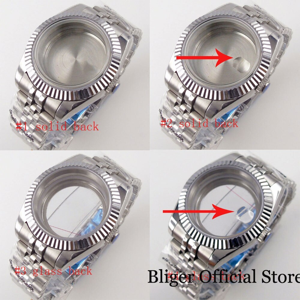 BLIGER 36mm 39mm Steel Watch Case fit ETA 2824 PT5000 NH35A NH36A Fluted Bezel