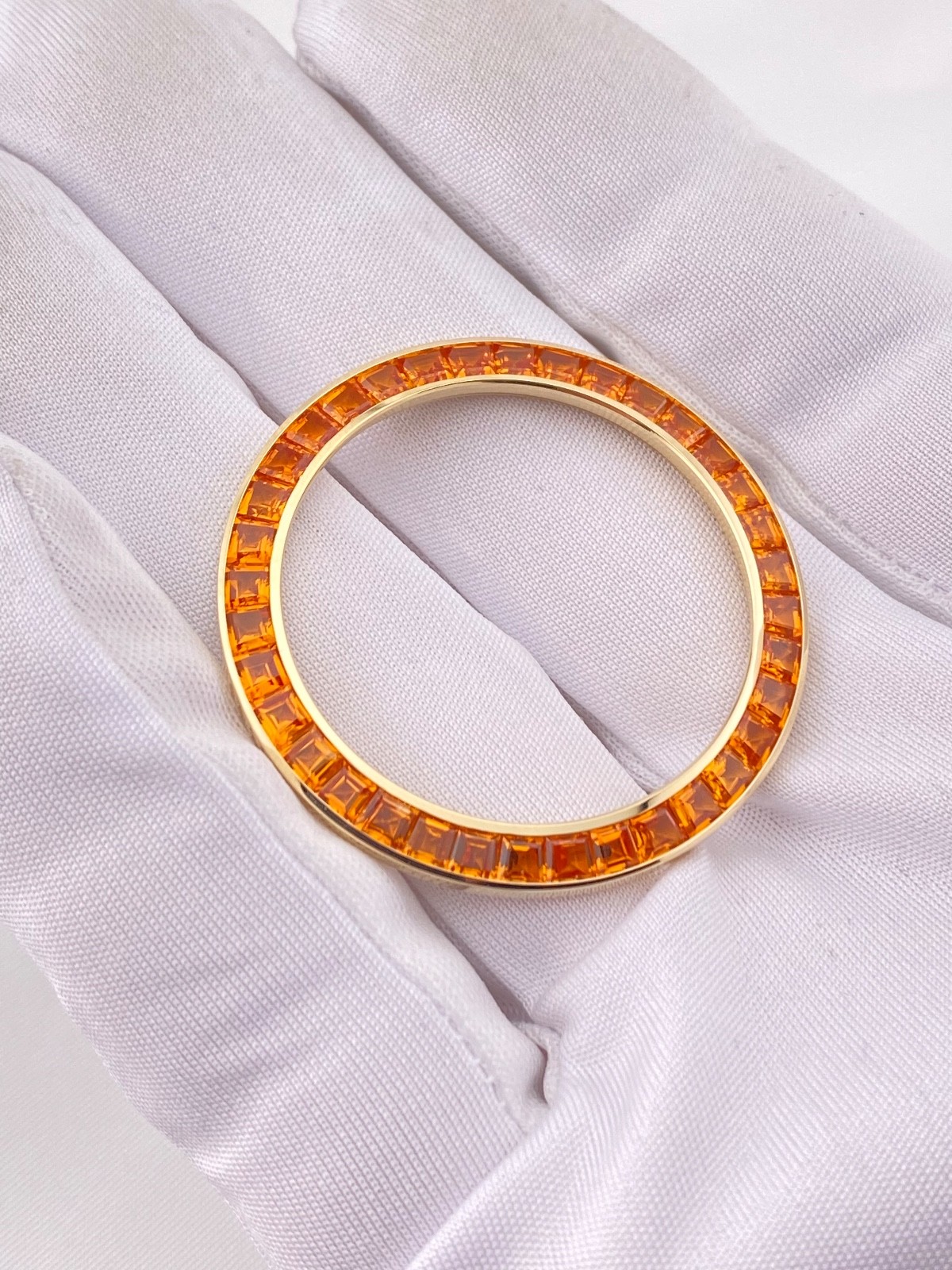 ROLEX Daytona 6.50 CTS. CUSTOM Orange LAB Sapphires Bezel 18K SOLID Yellow Gold