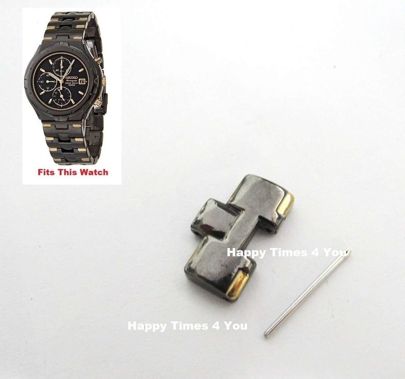Black and Gold Mens Seiko Watch SNA283 Sizing Link 7T62-0CJ0