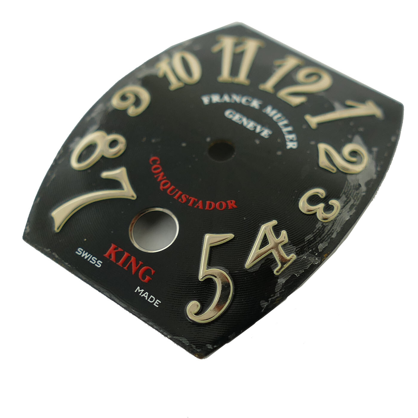 FRANCK MULLER CONQUISTADOR 28MM X 35MM BLACK DIAL WITH GOLD ARABIC NUMERALS