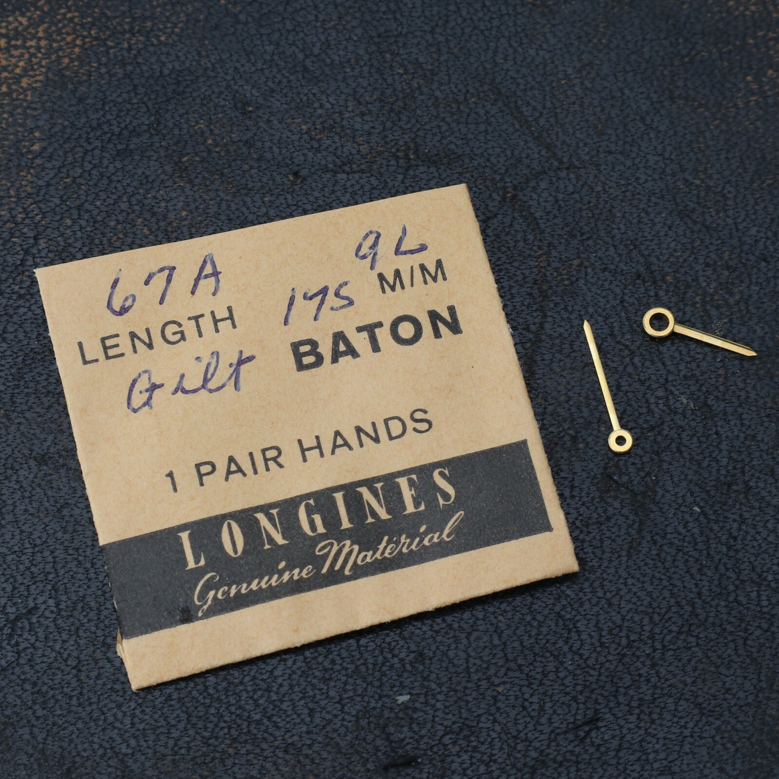 NOS Longines 9L Gilt Baton Pair Hands 17.5mm Watch Part 67A (#C6D9)