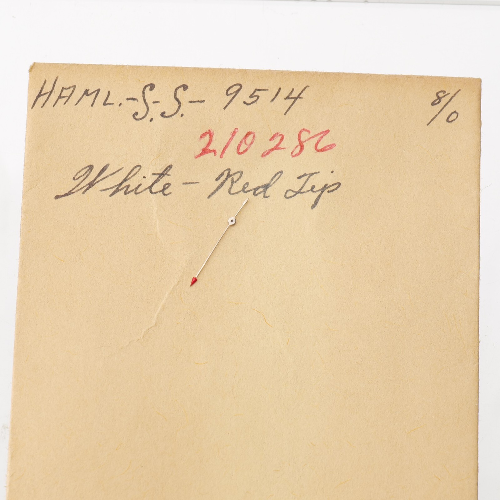 Hamilton 210286 Seconds White Red Tip Hand Fits 8/0 Size NOS Watchmakers (H23)