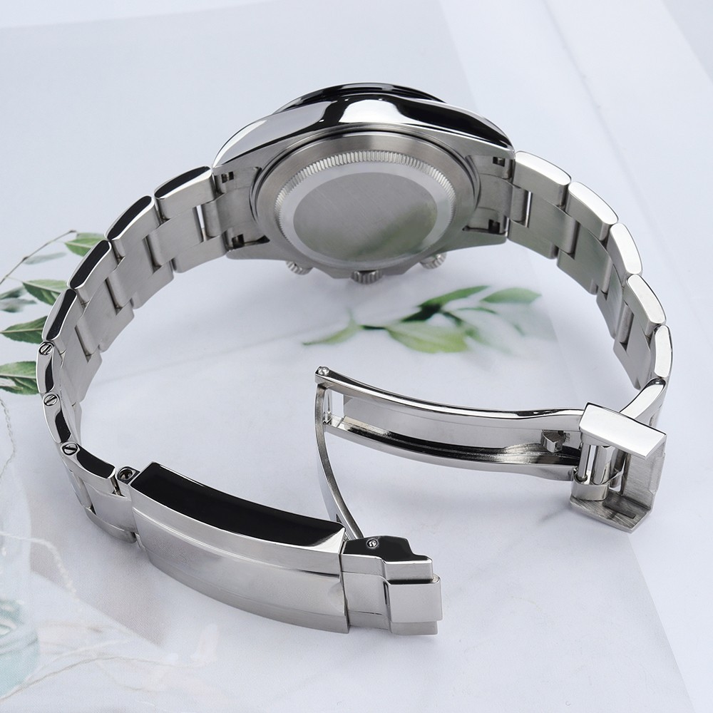 39mm Pilot Watch Case Band Classic Silver Quartz Sapphire For SII VK63 Movement