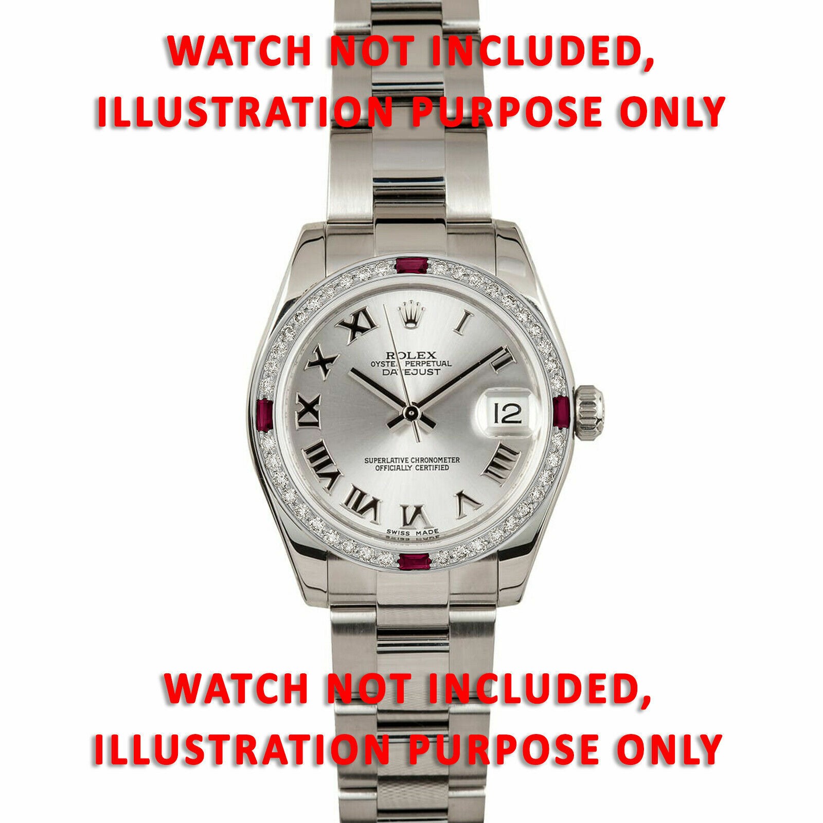 1CT BEAD NATURAL DIAMOND BEZEL FOR ROLEX 31MM 4 CORNER RUBIES WG 78159 78279