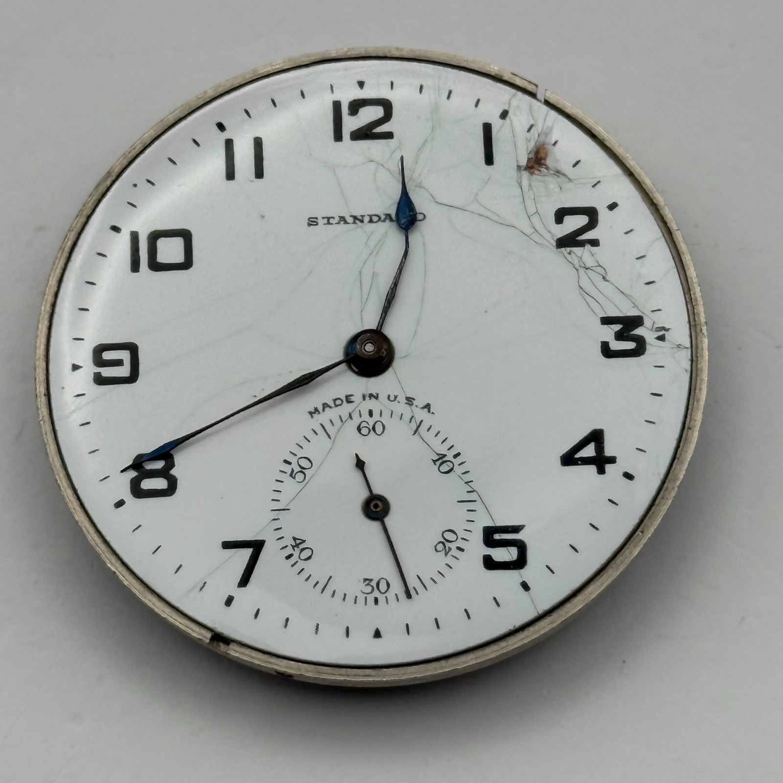 New York Standard Pocket Watch Movement USA Watch Co 15J Sub Seconds Parts 36mm