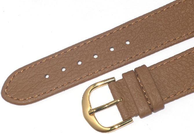 Watch Band Flat Genuine Leather 18mm,20mm L.Brown (Tan) ( A1 Quality)