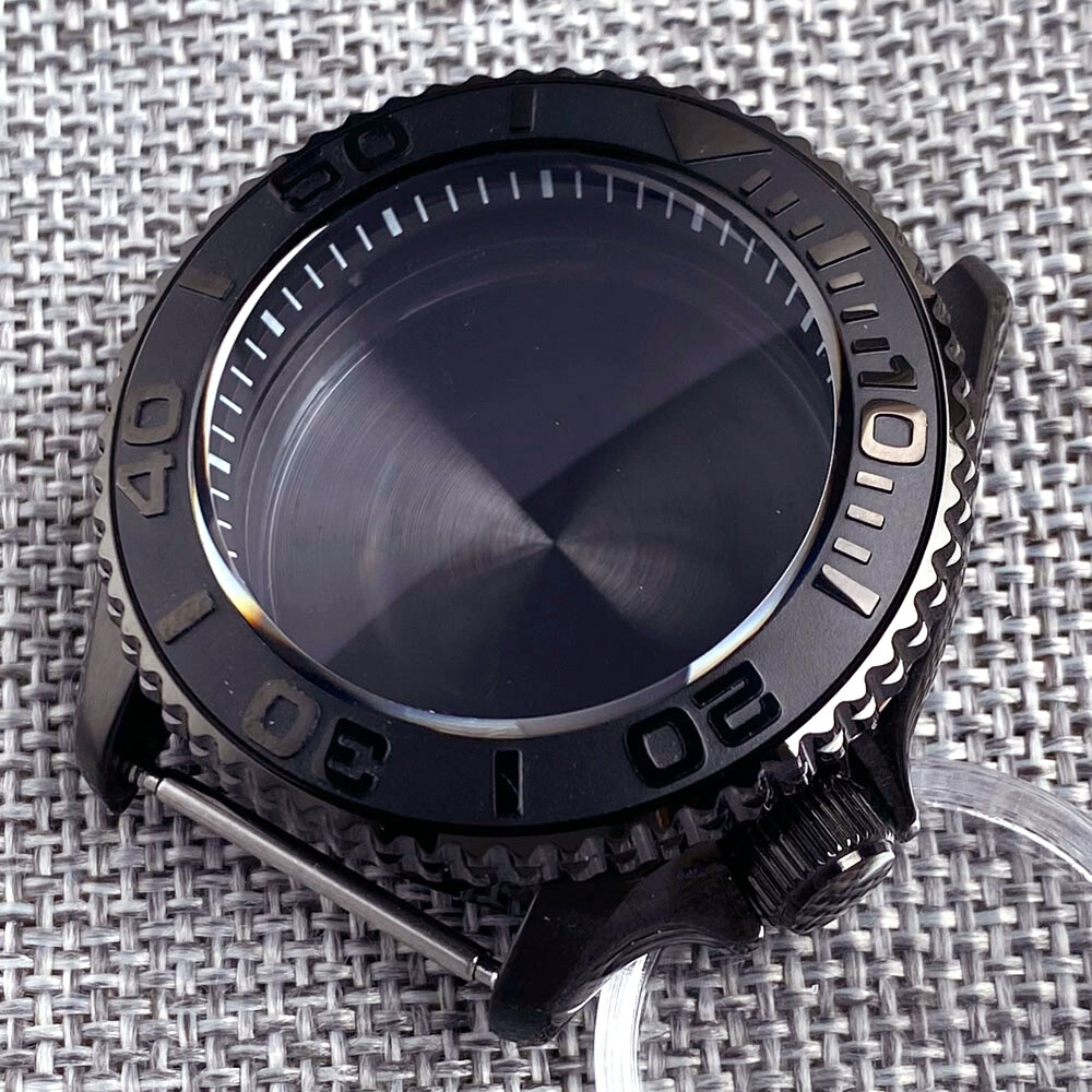 New PVD Black 41mm Tandorio Mens Watch Case Dive 20ATM fit NH35 ETA2824 PT5000