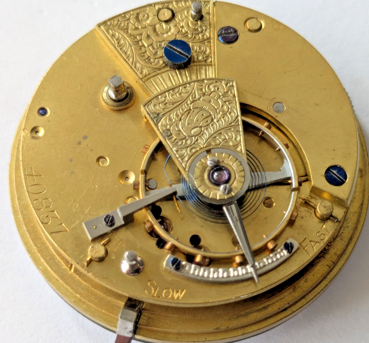 Antique English Lever Pocket Watch Movement Running Balance Project 44.1mm EL9