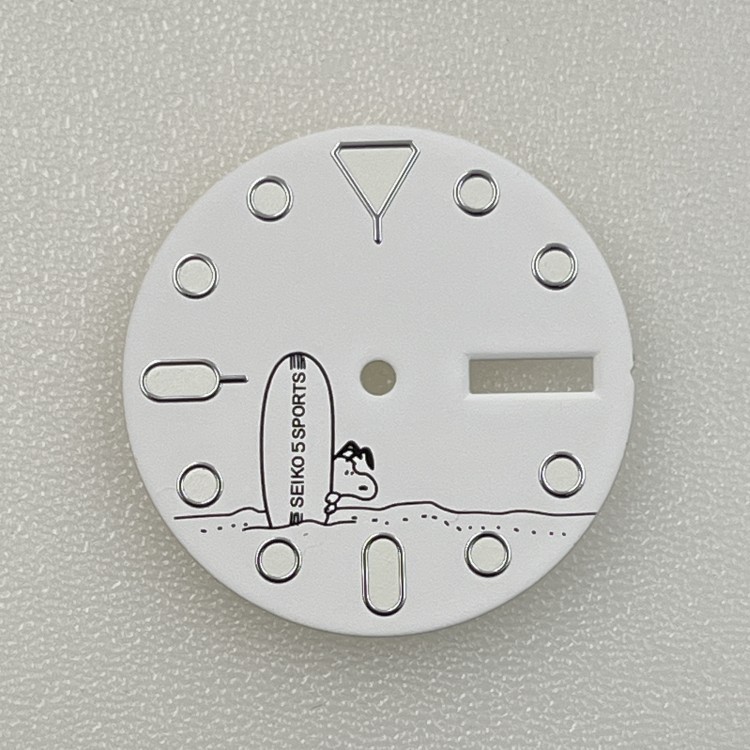 28.5mm Cartoon watch Dial Dual Date Green Lume For NH35 NH36 4R36 Movement
