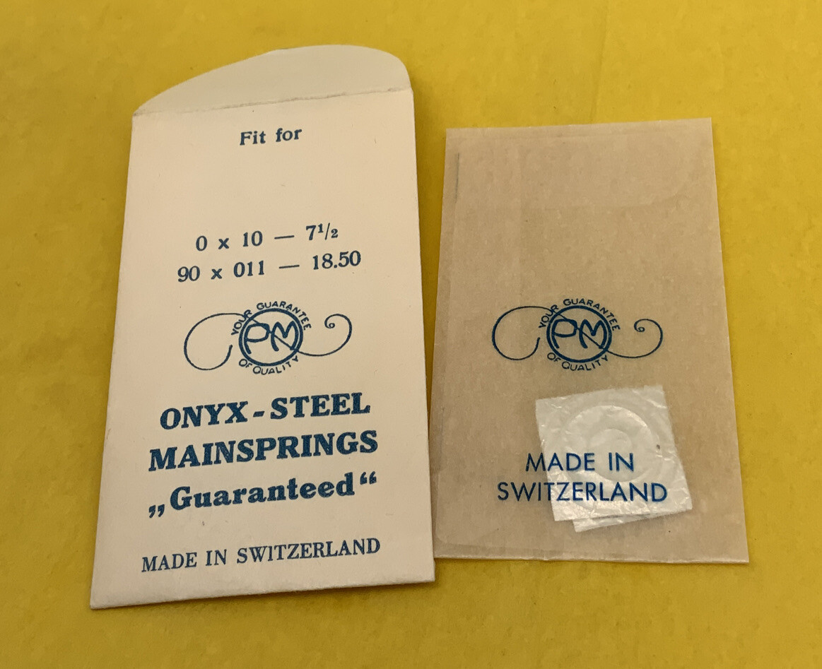PM ONYX-STEEL Watch Replacement Mainspring – 0 x 10 – 7 1/2 090 x 011 – 18.5 NOS