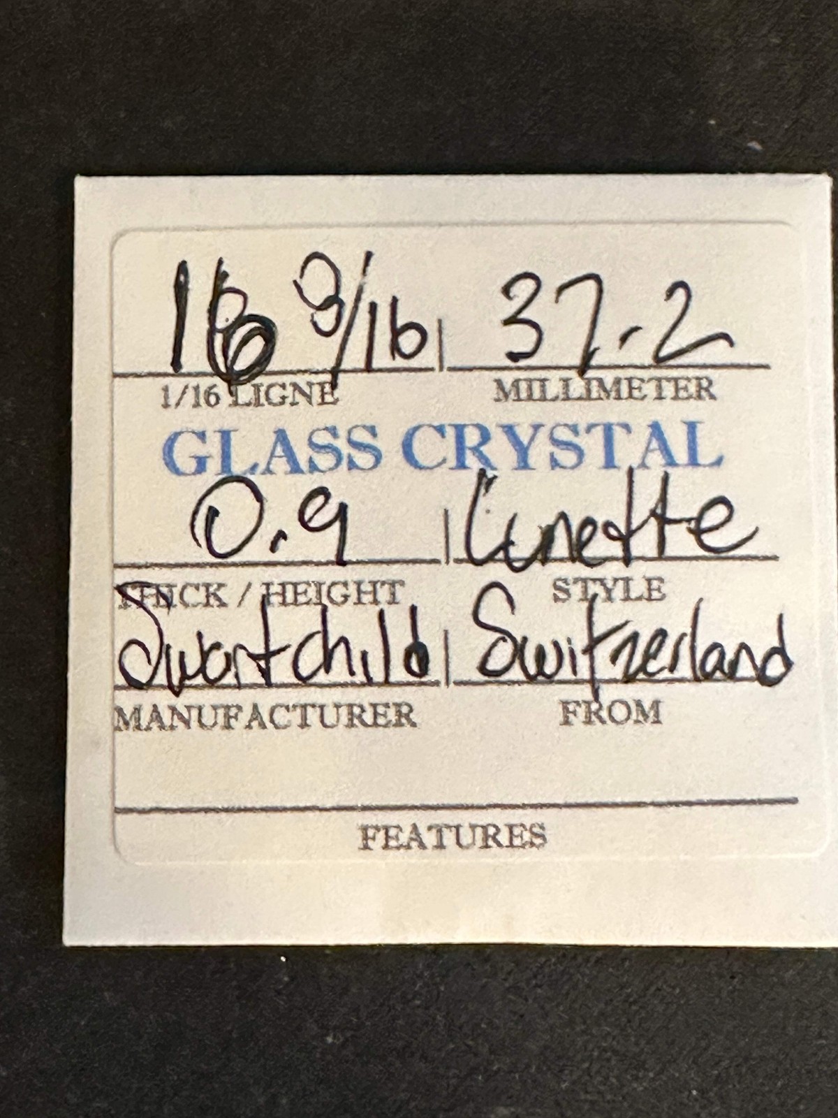 Swartchild Vintage Glass Pocket Watch Crystal 16-8/16 (~37.2mm) – NOS