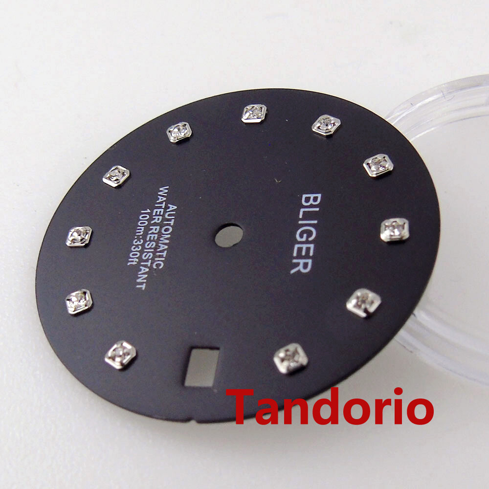 29mm black white blue green gold watch dial fit NH35 movement