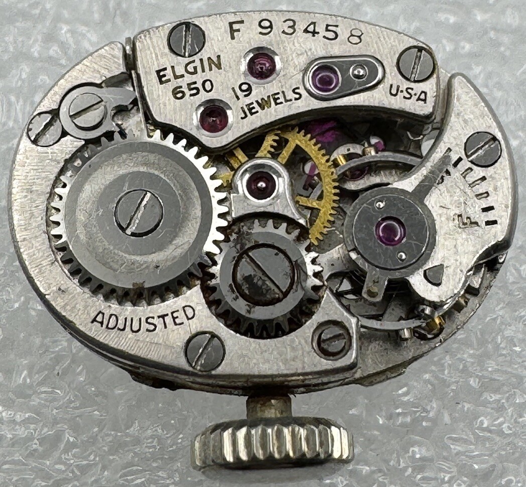 Watch Movement, Manual Wind, 19 Jewels, Elgin Cal. 650, Parts/ Repair
