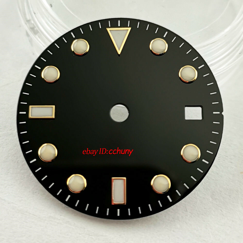 29mm/31.5mm sterile black watch Dial fit NH35 Automatic Movement watches