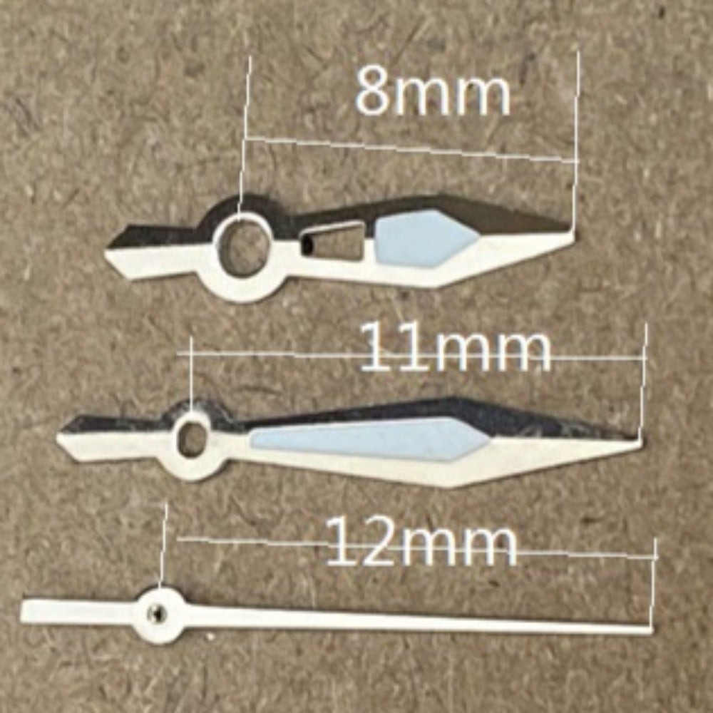 2 Sets/Pack Silver Trim Green Lume Arrow Shape Hands Set for Ronda 515 Movement