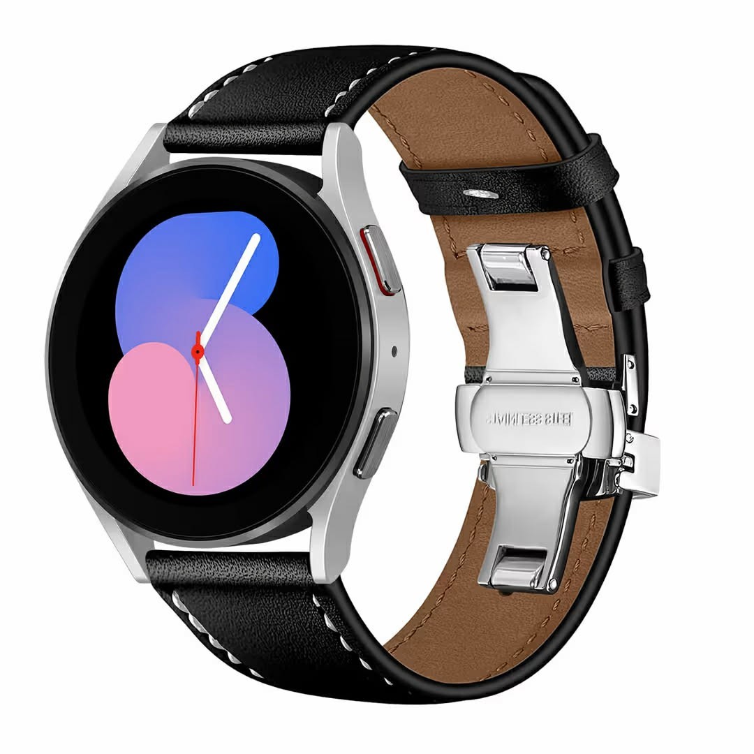 Leather Wristband Straps for Samsung Galaxy Watch, Replacement Bands with Buckle