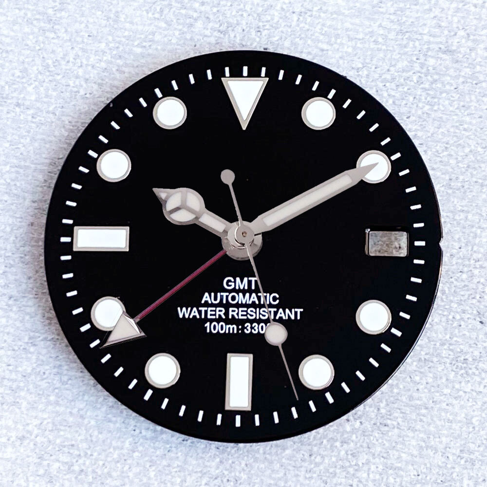 Luminous Black Green Blue 29mm Watch Dial Face fit NH34A NH34 GMT Automatic Movt