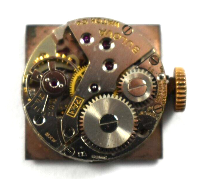 Vintage Bulova Manual Wind 17J 7AM Wrist Watch Movement lot.fg