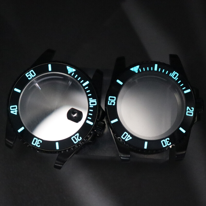 40mm black Watch Case 3C Luminous Ceramic For Seiko Nh35 36 Movement 28.5mm Dial