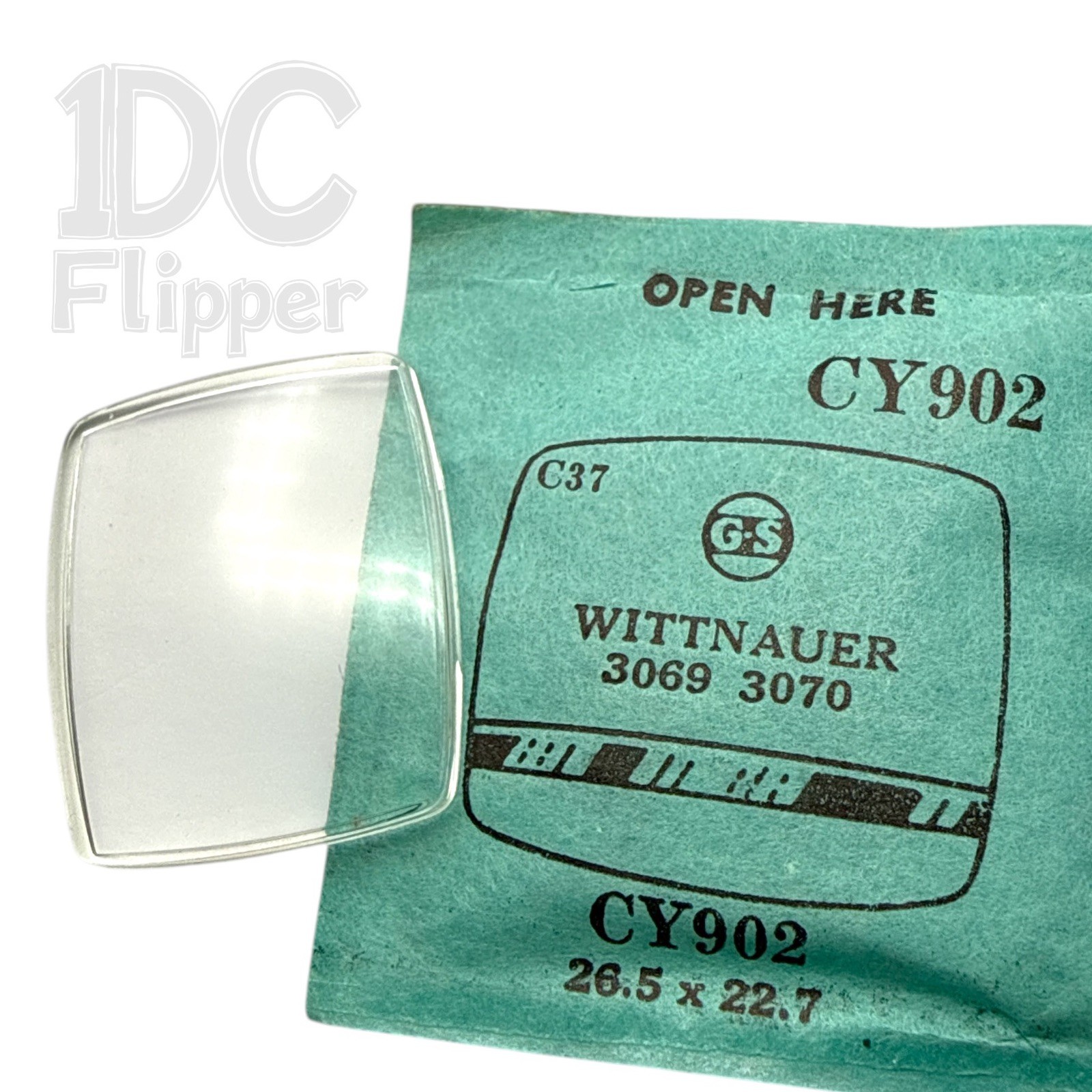 Wittnauer Watch Crystal G-S CY902 26.5 x 22.7 Rectangle Case 3069, 3070 NOS