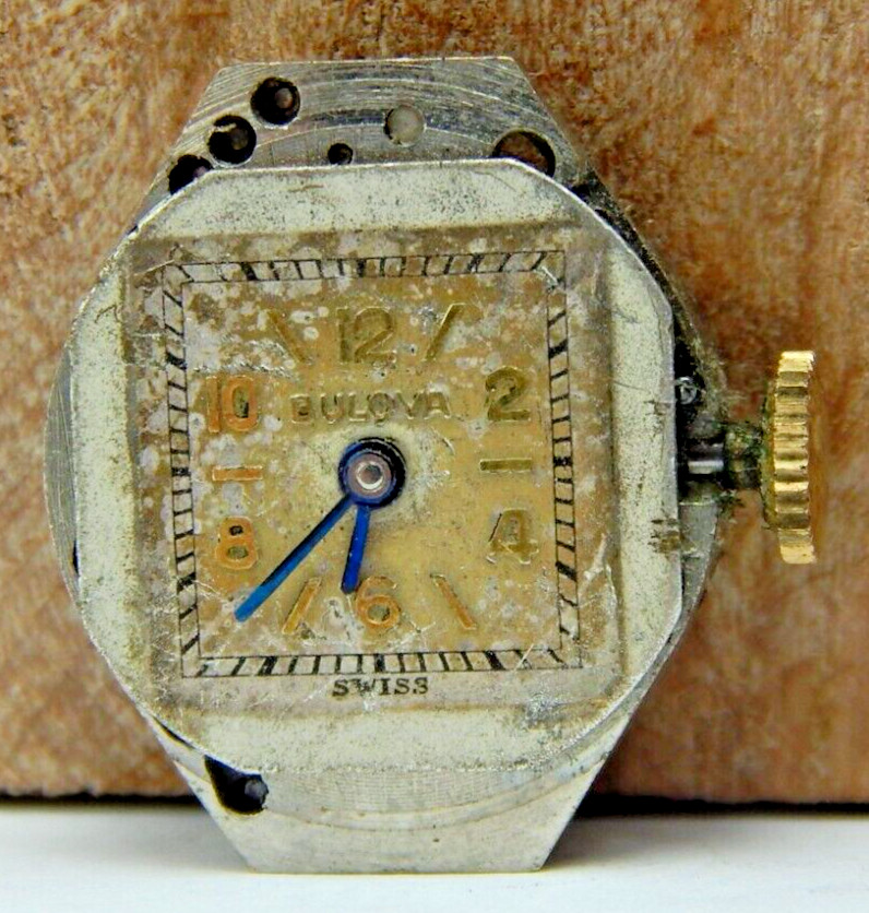 Vintage 1936 Bulova 6AM 17 jewel ladies wrist watch movement with dial and hands