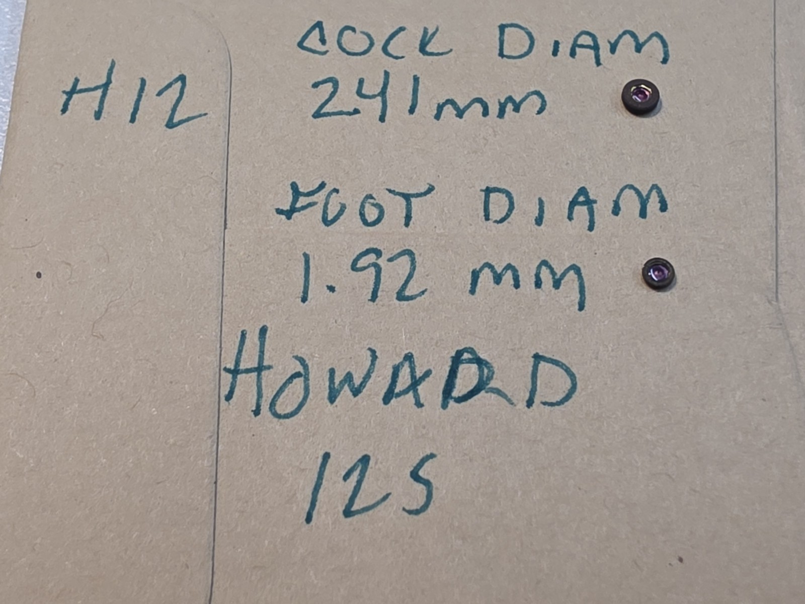 Set Of Howard 12s Balance Cock And Foot Hole 12 Jewels Parts Spares Repairs