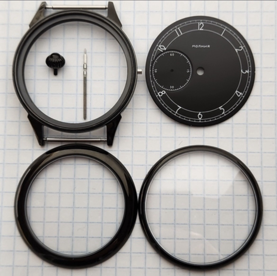 Molnija Marriage Watch Parts Set – Case Dial Hands – No Movement – Aftermarket